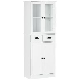 HOMCOM Kitchen Pantry Freestanding 61" Traditional Storage Cabinet Soft Close Doors Adjustable Shelves White for Home