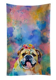 English Bulldog Hippie Dawg Kitchen Towel Dish Cloths Guest Hand Towel Decorative Bathroom Towel for Face,Tea, Dishcloth, Kitchen and Bath
