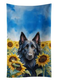 Belgian Sheepdog in Sunflowers Kitchen Towel Dish Cloths Guest Hand Towel Decorative Bathroom Towel for Face,Tea, Dishcloth, Kitchen and Bath