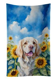 Clumber Spaniel in Sunflowers Kitchen Towel Dish Cloths Guest Hand Towel Decorative Bathroom Towel for Face,Tea, Dishcloth, Kitchen and Bath