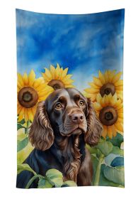 Boykin Spaniel in Sunflowers Kitchen Towel Dish Cloths Guest Hand Towel Decorative Bathroom Towel for Face,Tea, Dishcloth, Kitchen and Bath