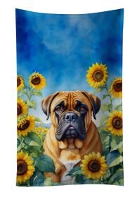Bullmastiff in Sunflowers Kitchen Towel Dish Cloths Guest Hand Towel Decorative Bathroom Towel for Face,Tea, Dishcloth, Kitchen and Bath