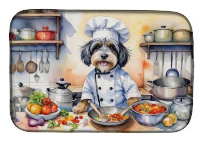 Tibetan Terrier The Chef Dish Drying Mat Absorbent Dish Drying Mat Pad for Kitchen Counter Dish Drainer Mat for Countertop, 14 x 21", Multicolor