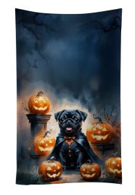 Black Pug Puppy Halloween Kitchen Towel Dish Cloths Guest Hand Towel Decorative Bathroom Towel for Face,Tea, Dishcloth, Kitchen and Bath