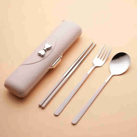 Travel cutlery set, 18/8 stainless steel cutlery, Reusable utensils set with case, Portable Silverware Lunch Box for Camping and Office